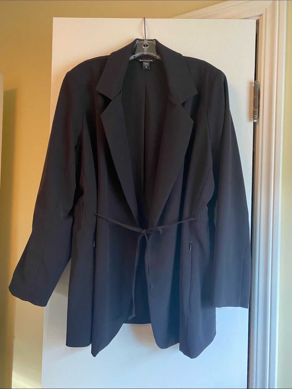 Athleta Black Open-Front Tie-Waist Blazer